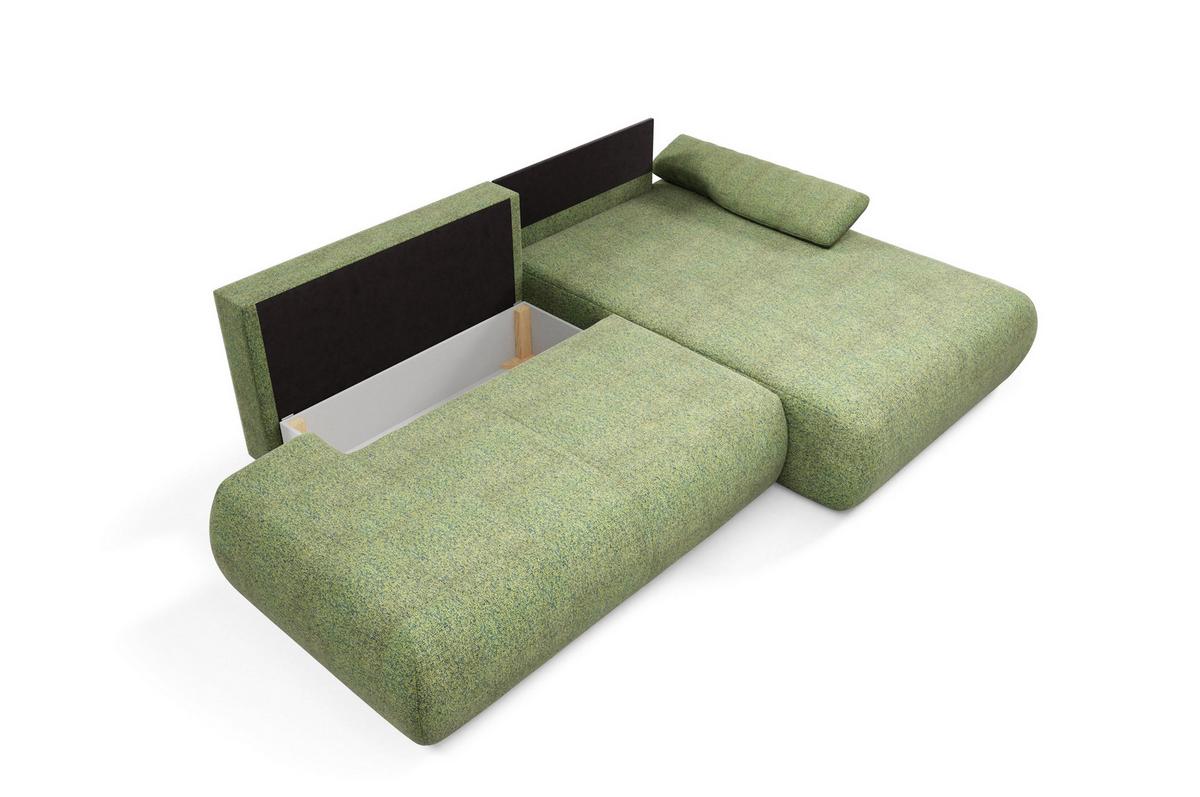 ECKSOFA DELTA R-S Grün Geflochtener Stoff mit Schlaffunktion - Grün, Holz (286/173.5cm) - MASSENO
