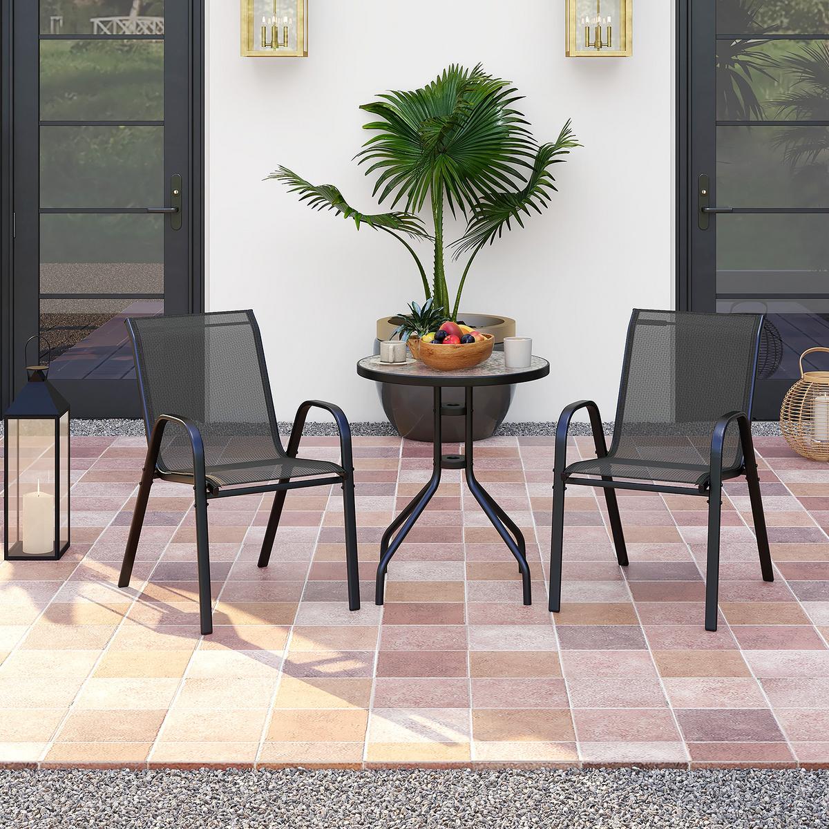 BALKONMÖBEL Set Balkon(3-teilig) - Grau, Metall (67/83/55cm) - COSTWAY