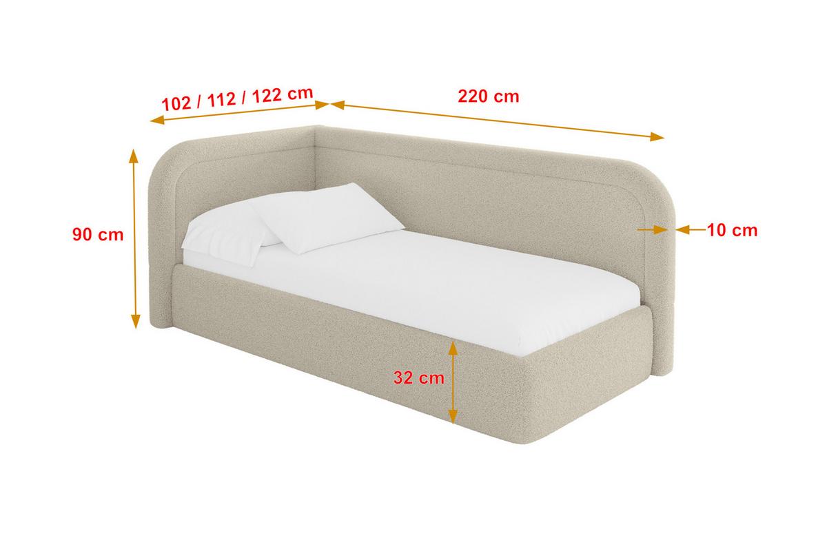 EINZELLBETT Jugendbett mit Bettkasten, Rechts - JOVY 80x200 Dunkelbeige - Taupe, Holzwerkstoff/Textil (80/200cm) - ALTDECOR
