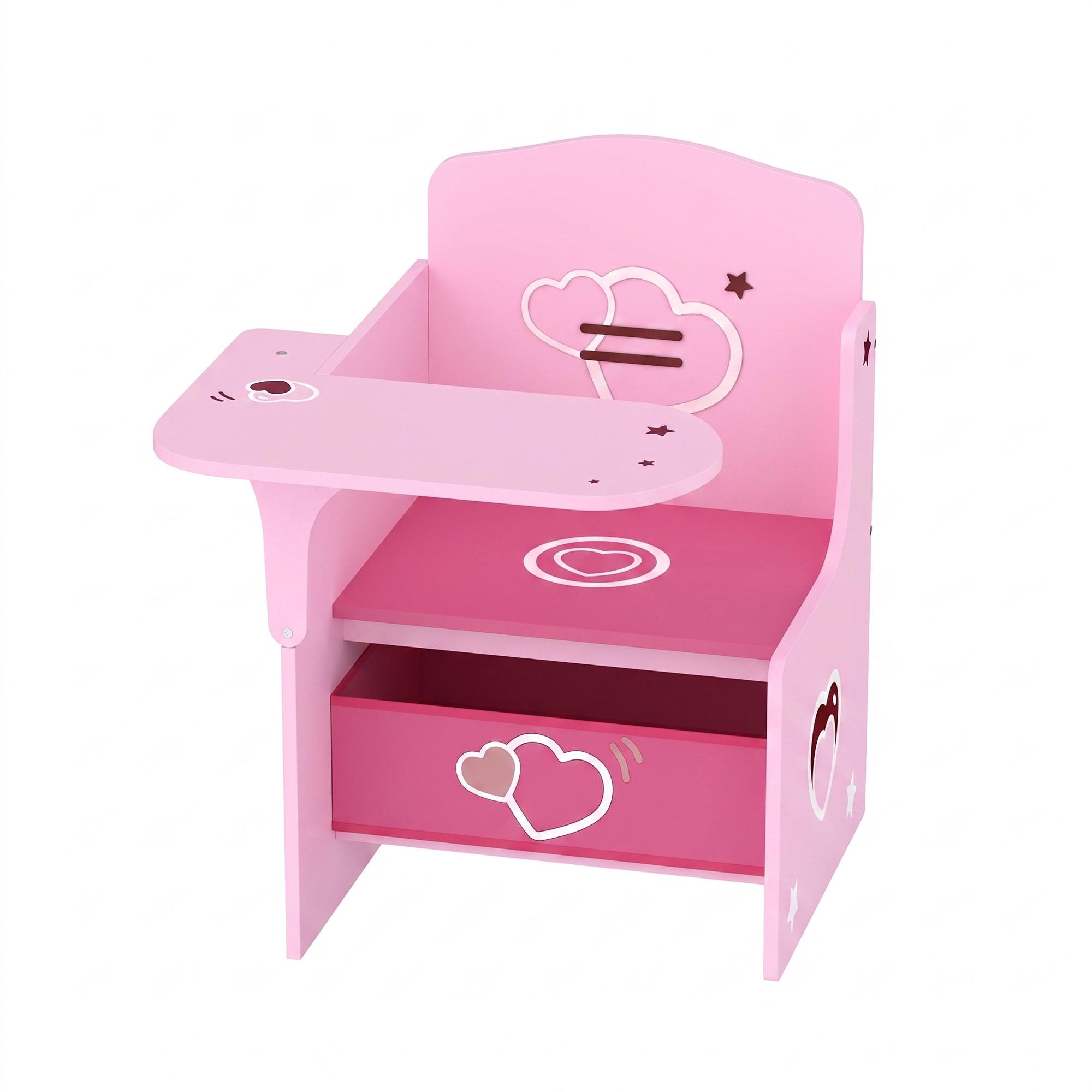 KINDERTISCH-MIT-STUHL MDF Vliesstoff Rosa - Rosa, Holzwerkstoff (51/59/58.5cm) - AIYAPLAY
