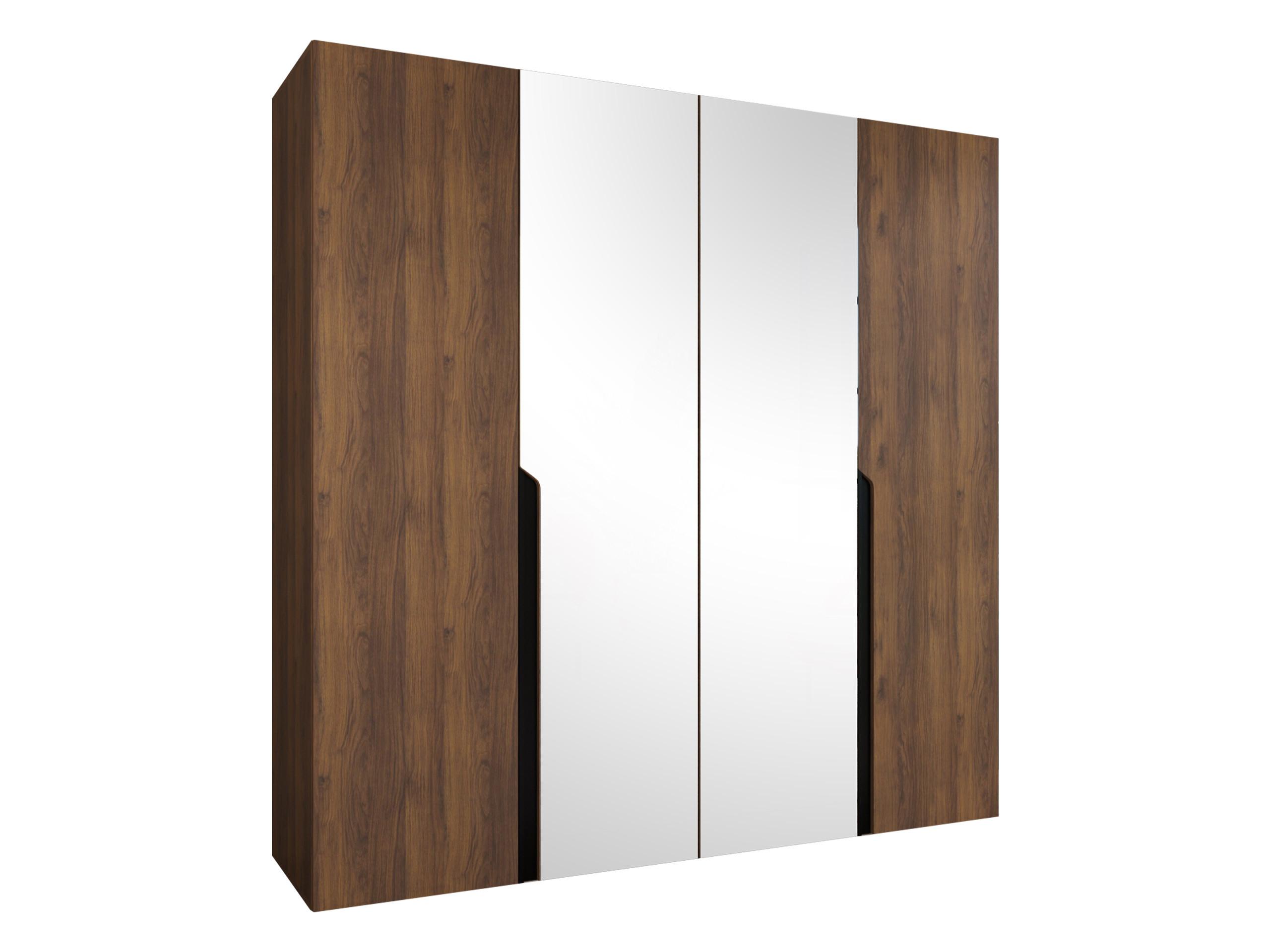 DREHTÜRENSCHRANK Mila II 200 - Nussbaumfarben/Schwarz, Holzwerkstoff/Kunststoff (200/202/52cm) - MIRJAN24