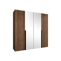 DREHTÜRENSCHRANK Mila II 200 - Nussbaumfarben/Schwarz, Holzwerkstoff/Kunststoff (200/202/52cm) - MIRJAN24