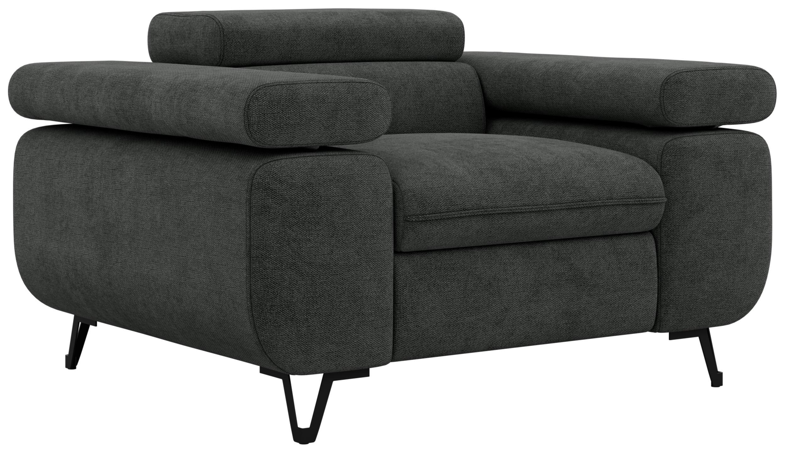 SESSEL PETER 1 - Dunkelgrau Stukture - Dunkelgrau/Anthrazit, Textil/Metall (126/76/99cm) - MKS
