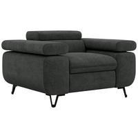 SESSEL PETER 1 - Dunkelgrau Stukture - Dunkelgrau/Anthrazit, Textil/Metall (126/76/99cm) - MKS