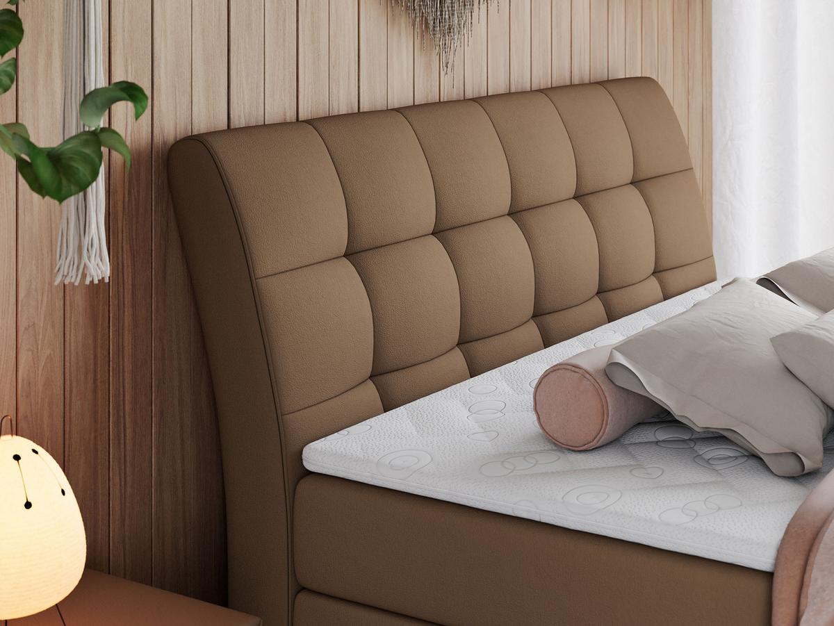 BOXSPRINGBETT GOLD-10 KING 200/200 Braun Kunstleder - H4 - Braun, Holz/Textil (200/200cm) - MKS