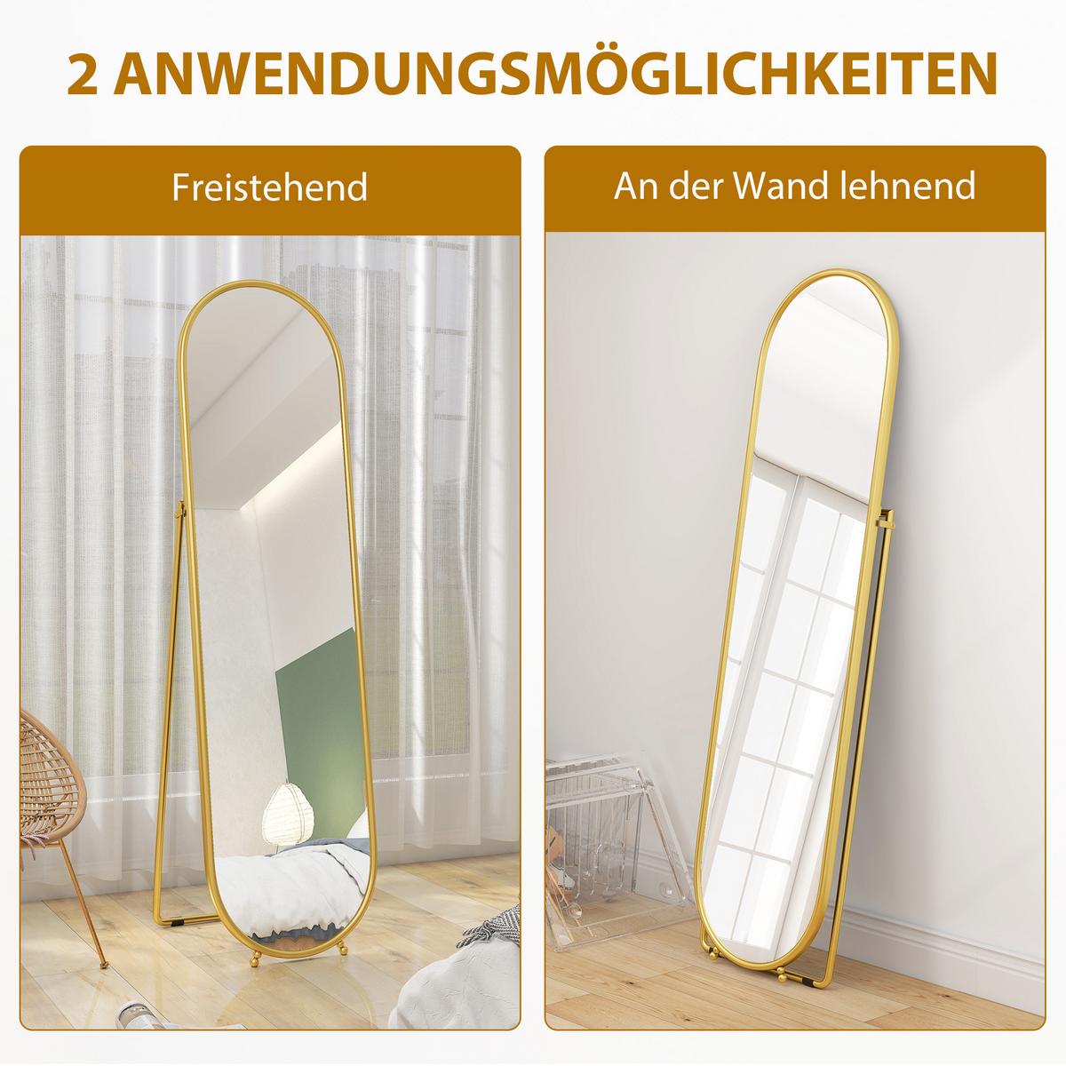 GANZKÖRPERSPIEGEL Metall Glas Gold - Goldfarben, Glas (4/180/50cm) - HOMCOM