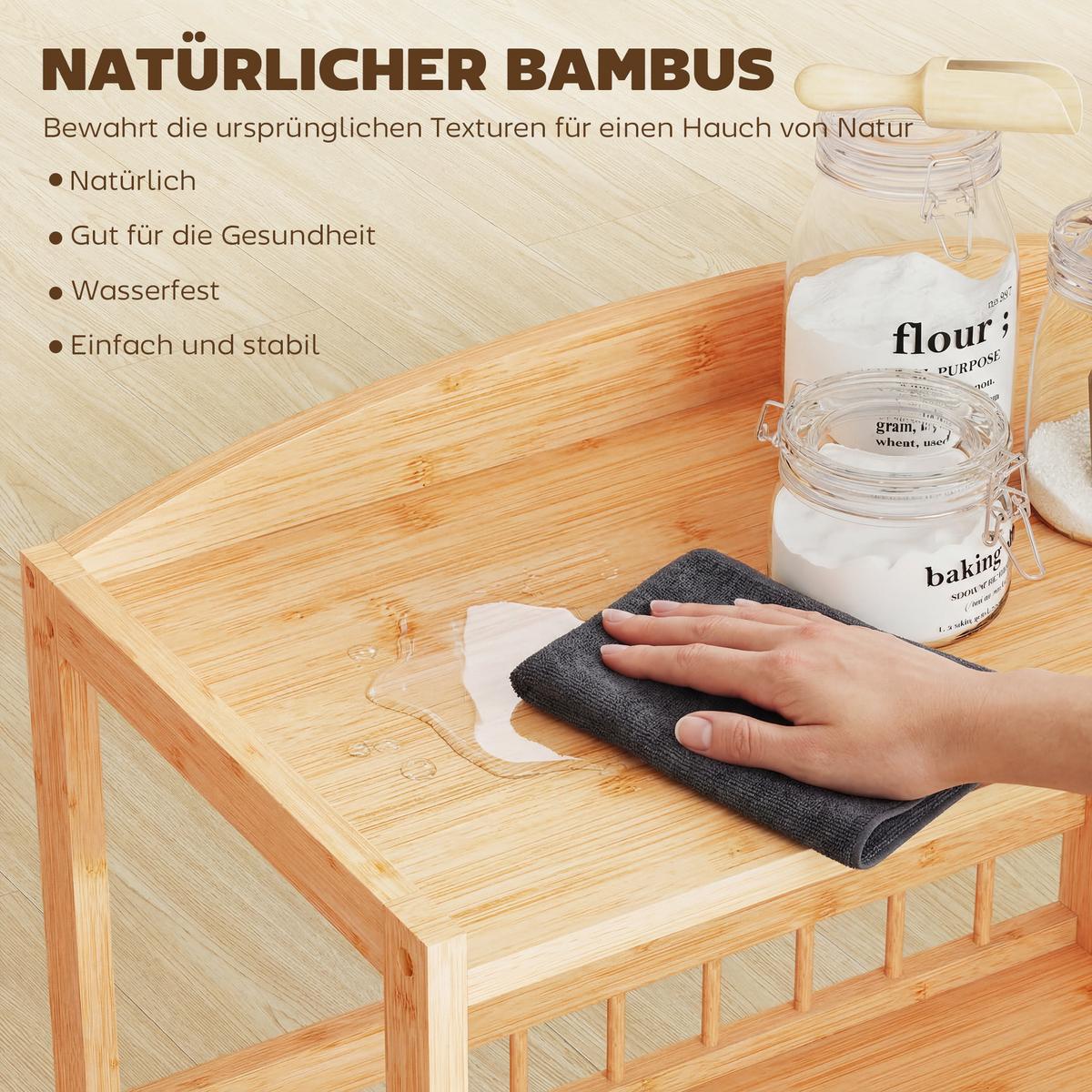 KÜCHENWAGEN Bambus Naturholz - Naturfarben, Holz (30.5/83/53cm) - HOMCOM