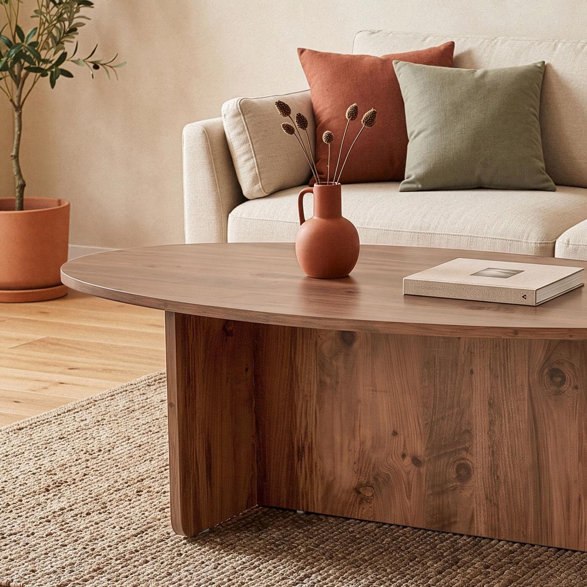 COUCHTISCH mit ovaler Platte L125 cm 65/120/40 cm - Kieferfarben, Holzwerkstoff (70/65/40cm) - Calicosy