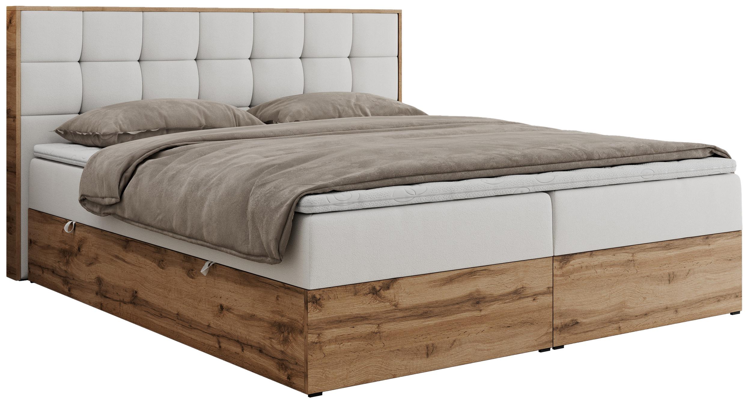 BOXBETT ALBERO 1 - 140/200 Weiß Kunstleder - H4 - Weiß, Holz/Textil (140/200cm) - MKS
