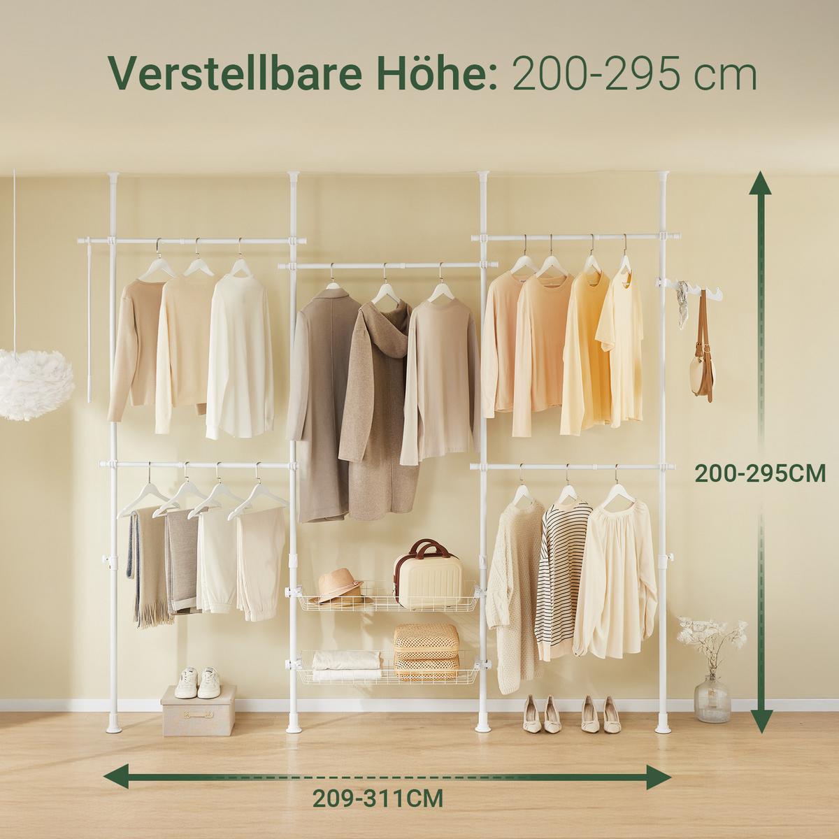 TELESKOP-KLEIDERSTÄNDER Weiß - Weiß, Kunststoff (311/295/37cm) - SoBuy