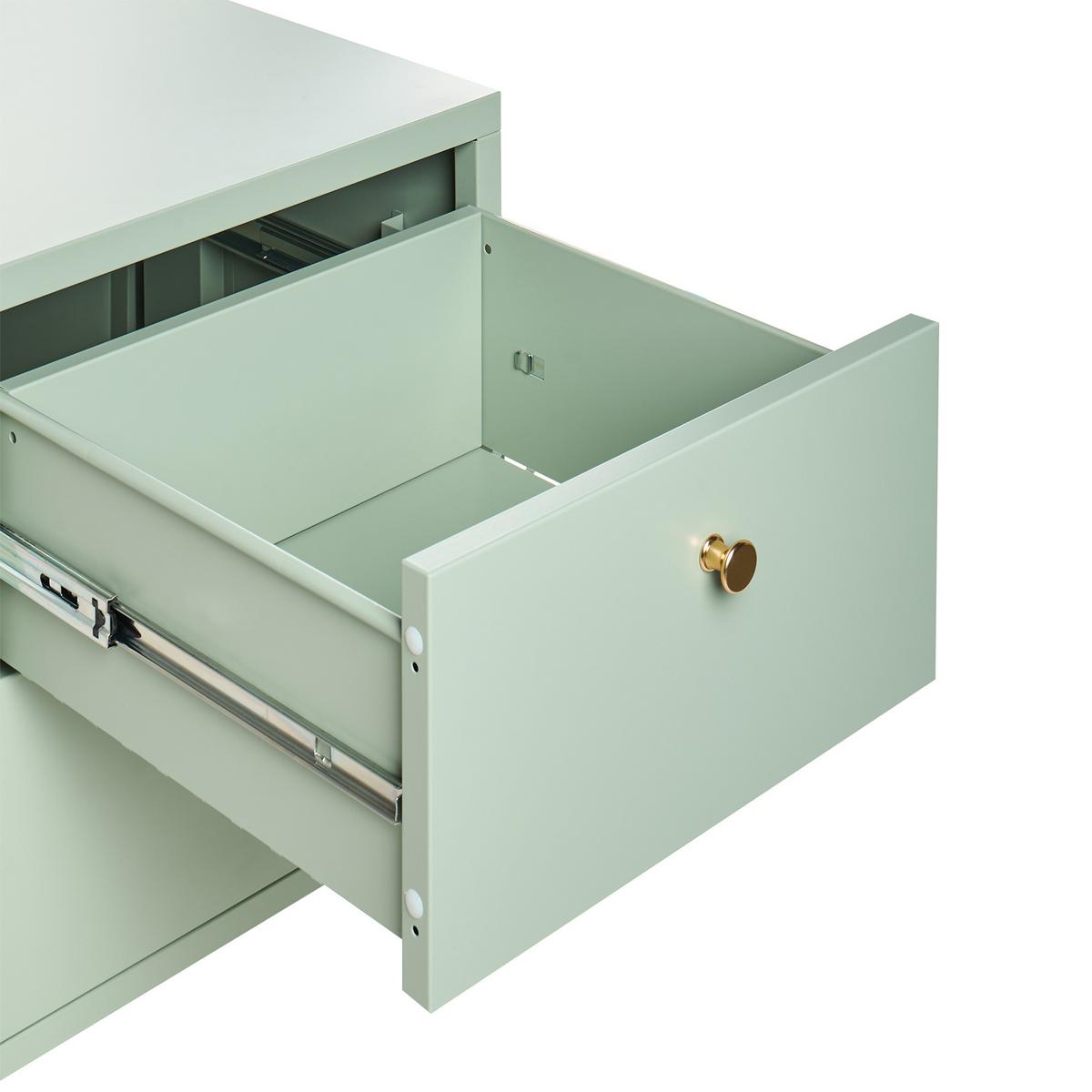 NACHTTISCH mit 2 Schubladen Metall Mintgrün Kylea - Mintgrün, Metall (40/43/55cm) - Beliani
