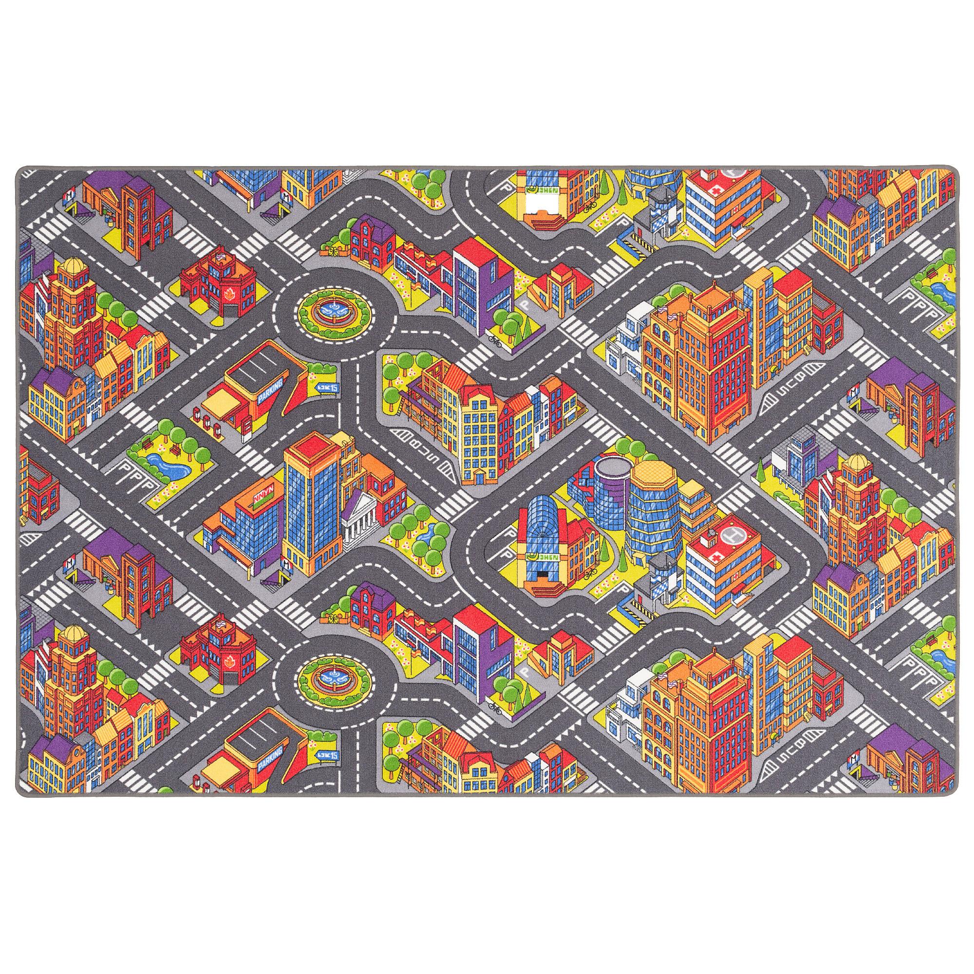KINDER SPIEL STRASSENTEPPICH - Hellgrau, Textil (200/200cm) - Snapstyle