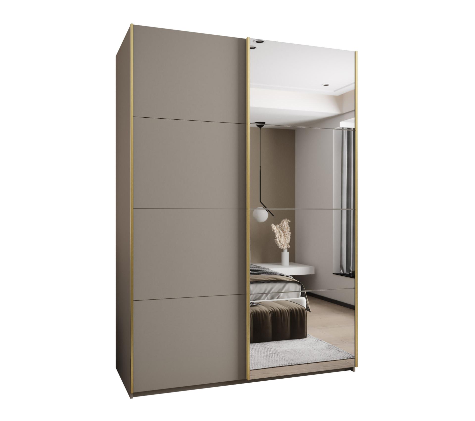 SCHWEBETÜRENSCHRANK 245,5/170/64 2-türig - Kaschmir/Goldfarben, Holz/Metall (170/245/64cm) - Abiks Möbel