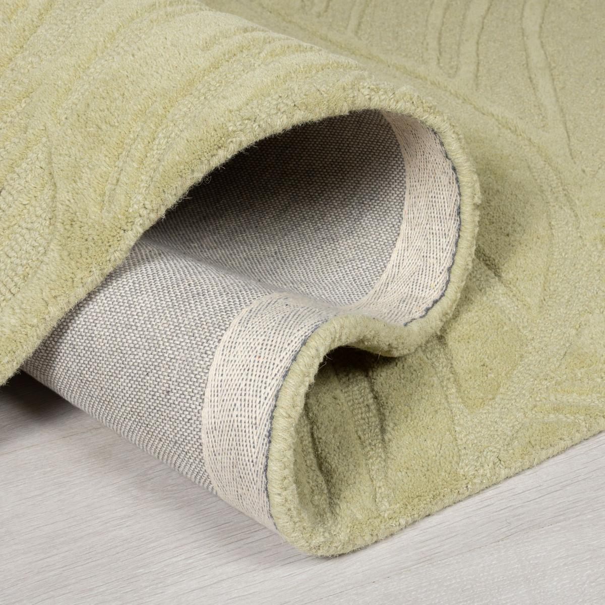 WOLLTEPPICH LEVEN, floral, Grün-Beige, 60 x 230 cm - Grün, Textil (60/230cm) - KADIMA DESIGN