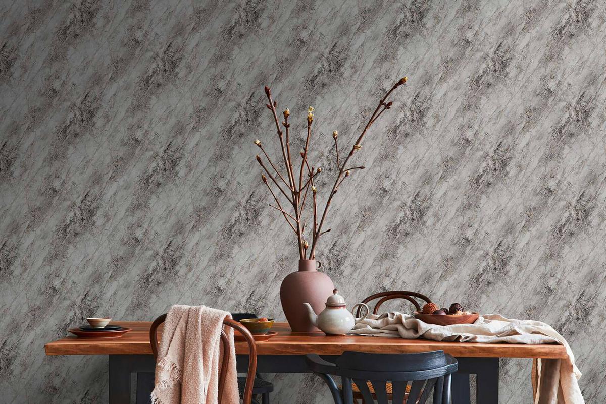 VLIESTAPETE Grau 53/1005 cm - Schwarz, Textil (53/1cm) - KUNSTLOFT