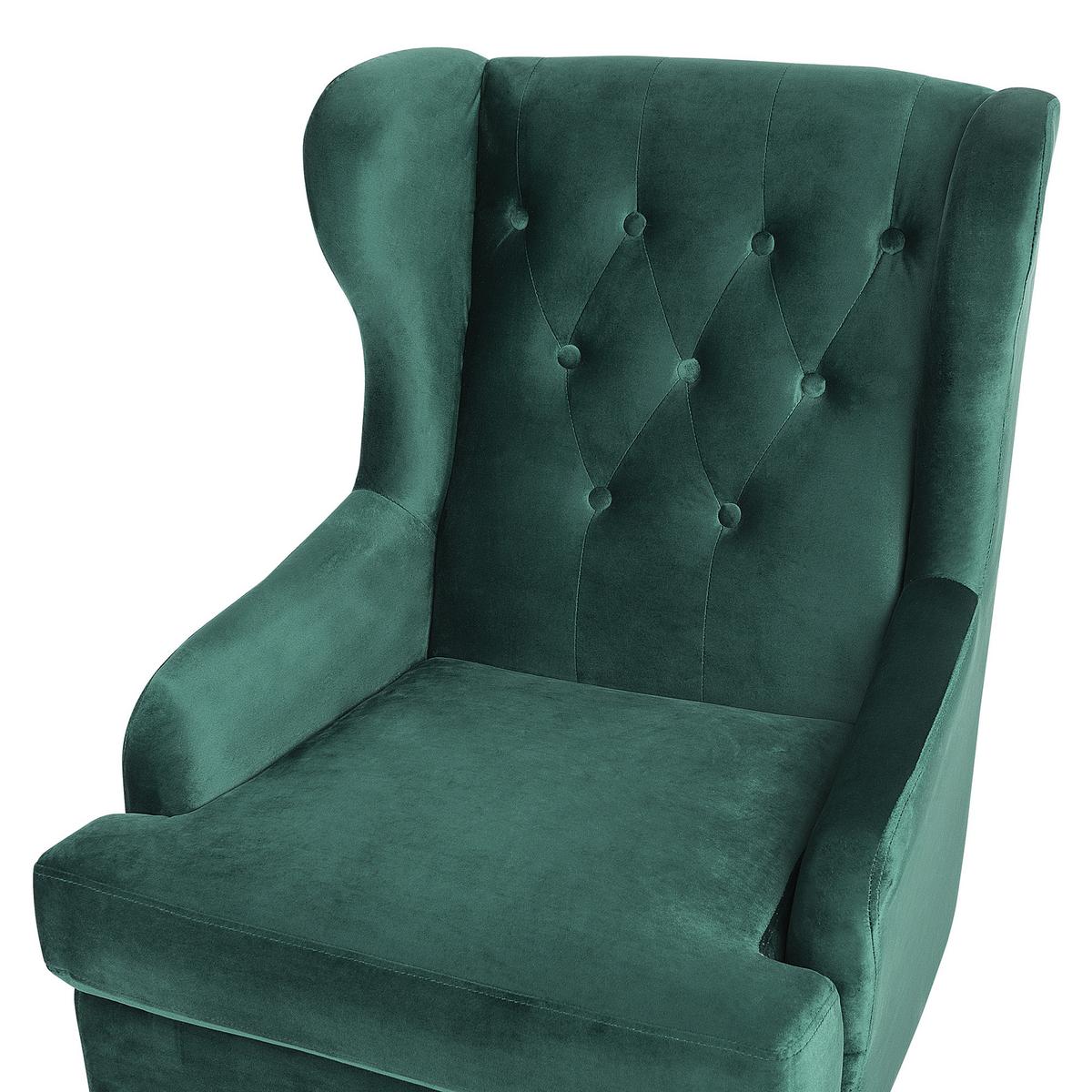 SESSEL Samtstoff dunkelgrün Alta - Schwarz/Grün, Textil (72/102/85cm) - Beliani