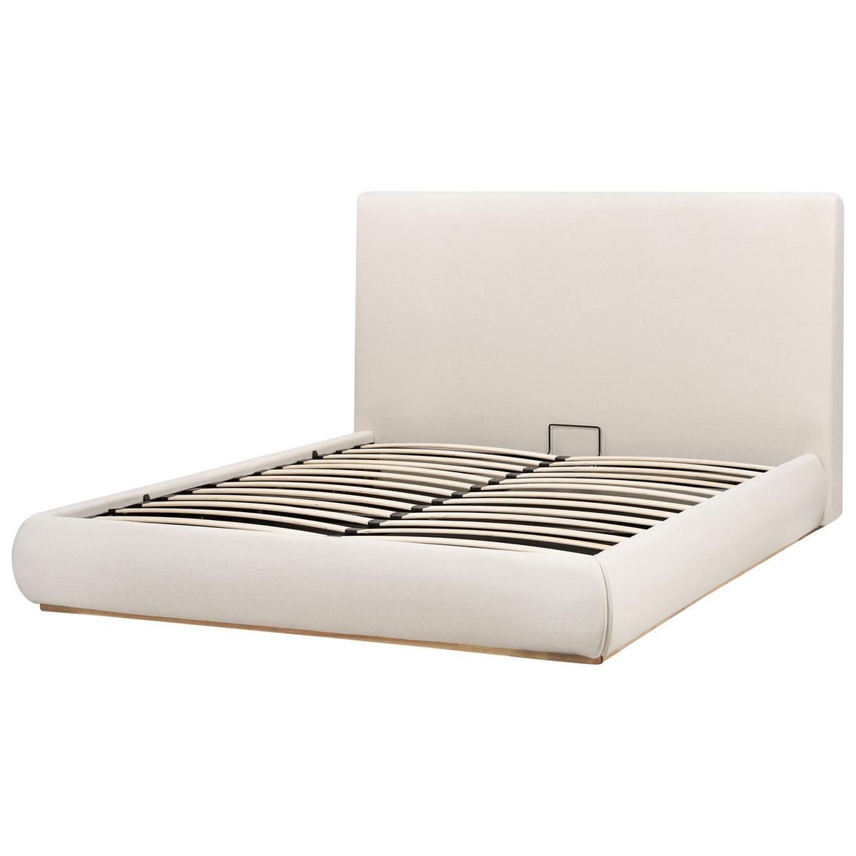 BETT mit Stauraum 160/200 cm Stoff Hellbeige Campagne - Beige, Textil (160/200cm) - Beliani