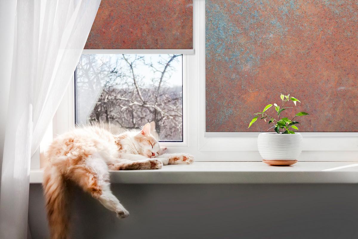 INNENROLLO - Fensterrollo - Rollo - 60x40 cm - Orangefarbenes Blatt - Orange, Kunststoff (60/140/0.5cm) - TULUP