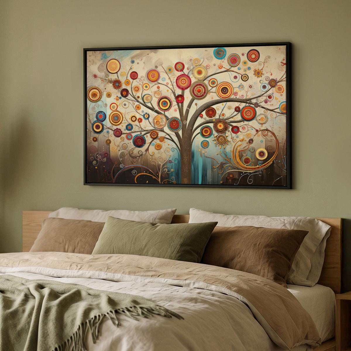 LEINWAND Bilder mit Rahmen - Baum - Baum des Lebens - Farbe - 90x60 - Braun, Textil (90/60cm) - MuchoWow