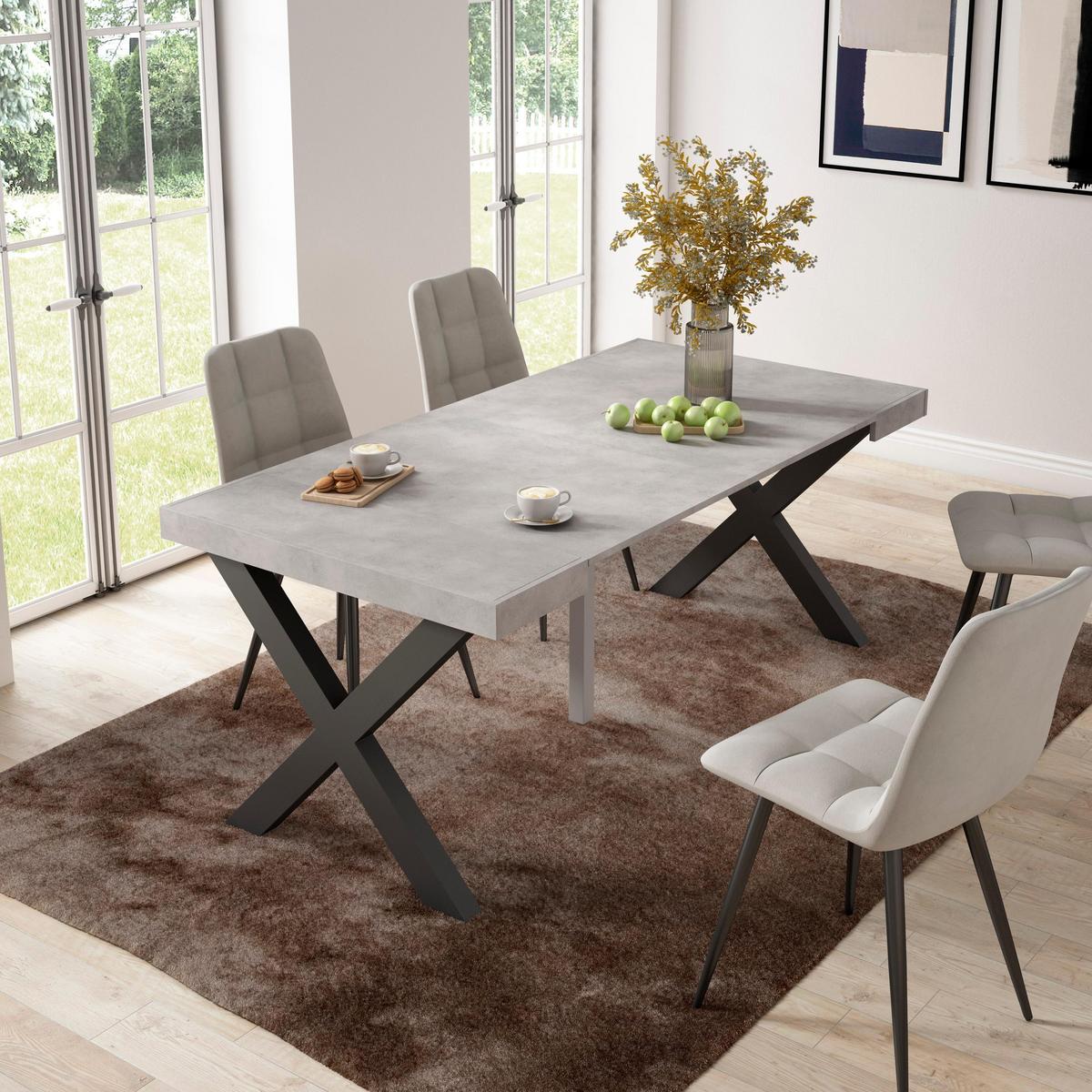 KONSOLENTISCH ausziehbar 58 bis 180cm, für 8 Gäste, zementgrau, 90/58/73cm - Grau, Holzwerkstoff (90/180/73cm) - Skraut Home