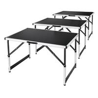 MULTIFUNKTIONSTISCH höhenverstellbar 3er-Set - Schwarz, Holz (100/60/73cm) - Juskys