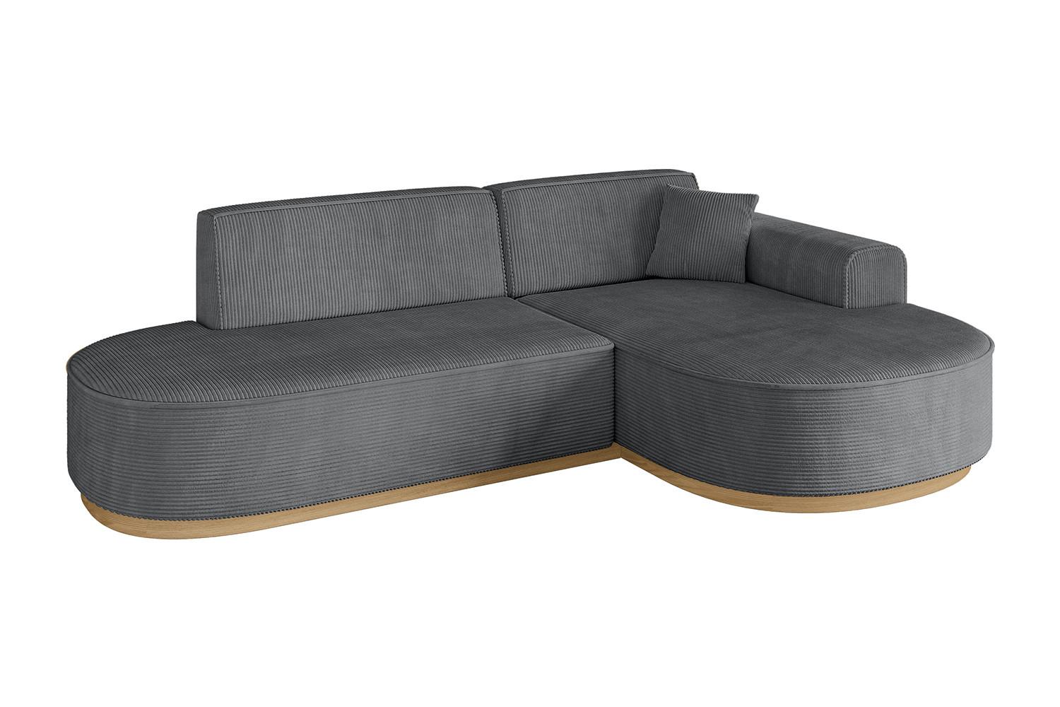 ECKSOFA Ottomane Rechts MARI-L1-v2 - 243x171x83 cm Dunkelgrau Cord - Dunkelgrau, Holzwerkstoff/Textil (171/243cm) - ALTDECOR