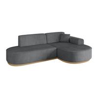 ECKSOFA Ottomane Rechts MARI-L1-v2 - 243x171x83 cm Dunkelgrau Cord - Dunkelgrau, Holzwerkstoff/Textil (171/243cm) - ALTDECOR