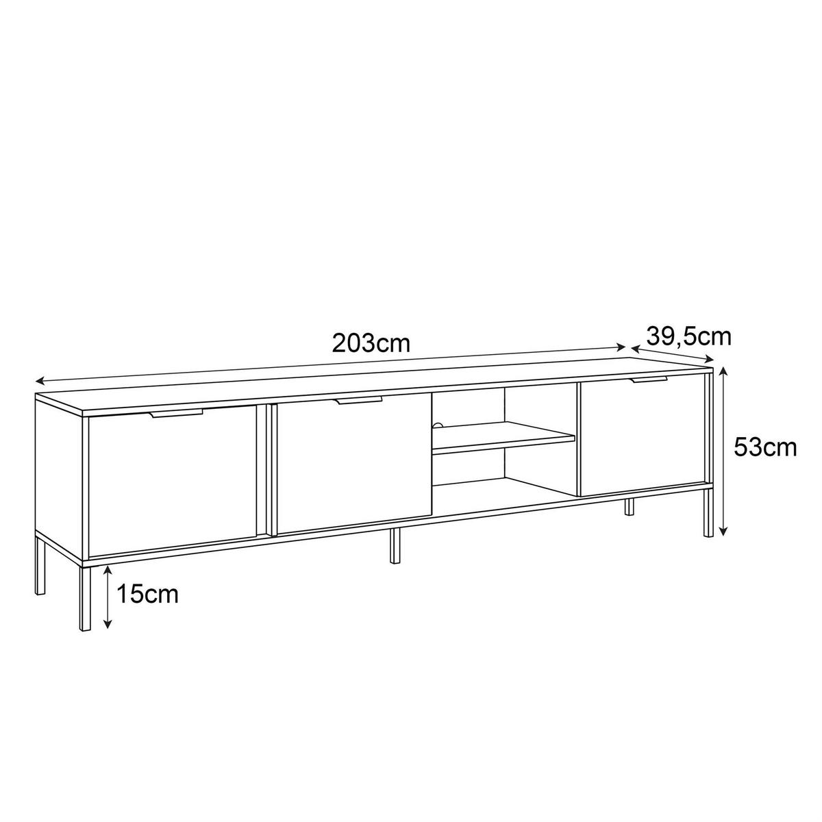 TV Element LARETTO II 203 cm anthrazit - Schwarz, Holzwerkstoff (203/53/40cm) - Lookway