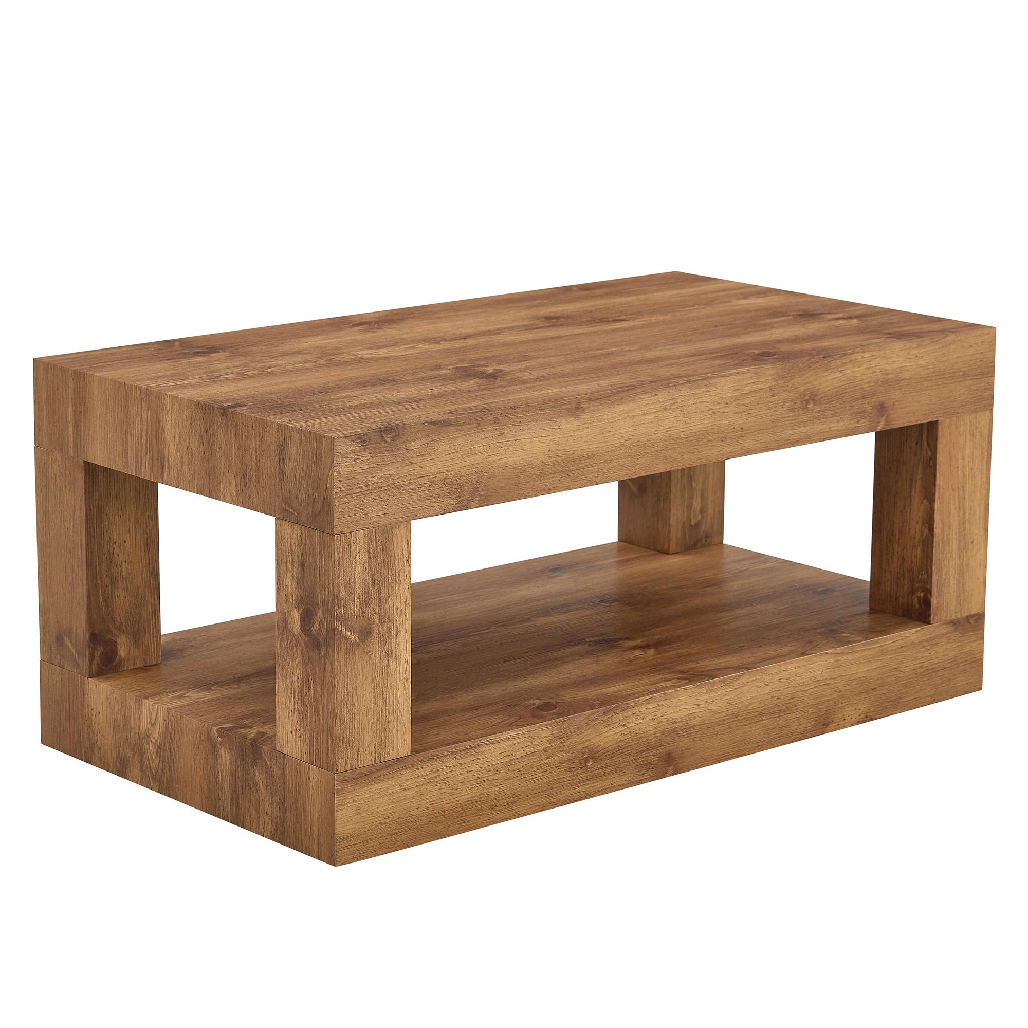 COUCHTISCH in walnuss oder naturholz, 2 ebenen & offenes regal - Naturfarben, Holzwerkstoff (53/93/45.5cm) - Urban Meuble