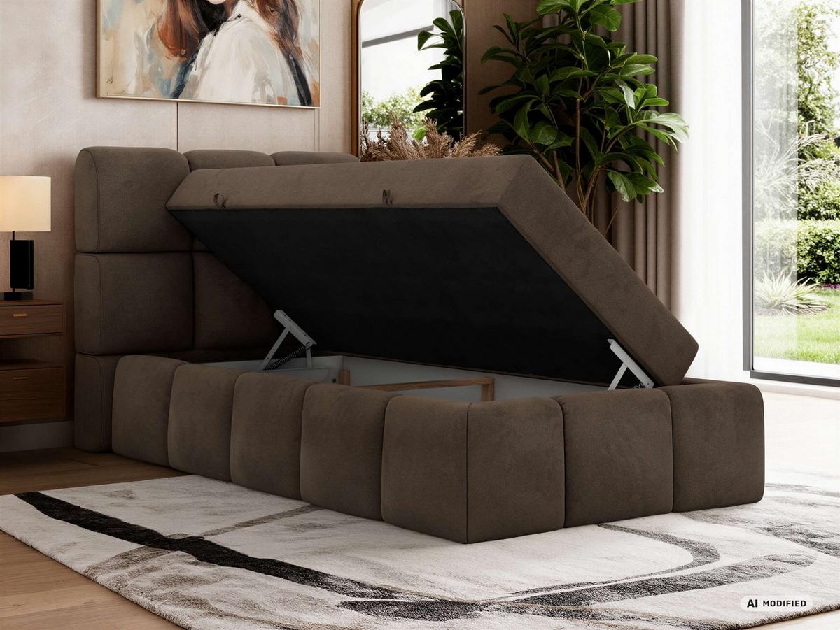 BOXBETT NIRA 90/200 - Braun Velvet - Topper T25 - H3 - Schwarz/Braun, Kunststoff/Textil (90/200cm) - MKS