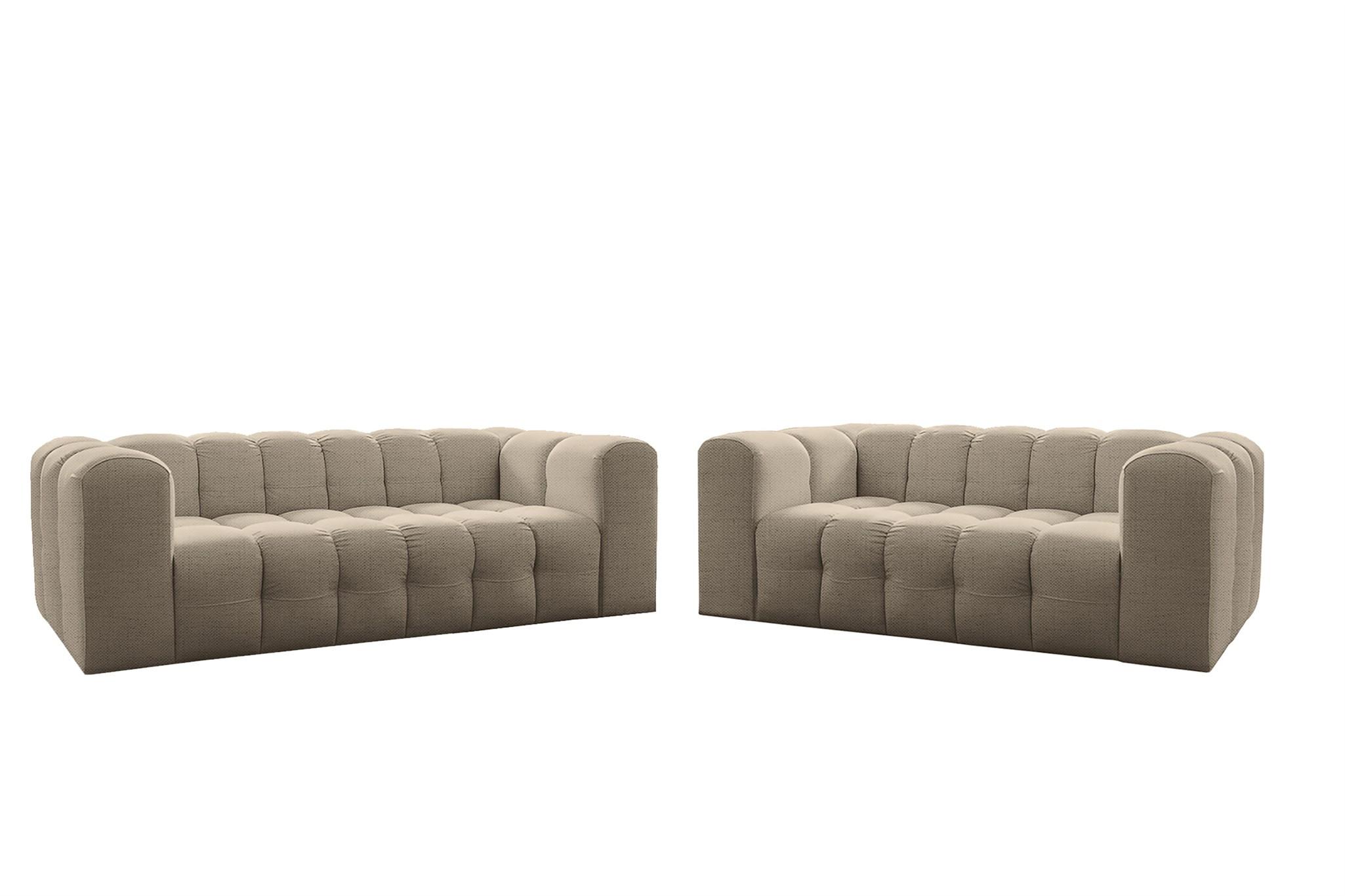 SOFASET Solvie 2-3 In Moly - Beige, Holzwerkstoff/Textil (230/75/106cm) - Fun Möbel