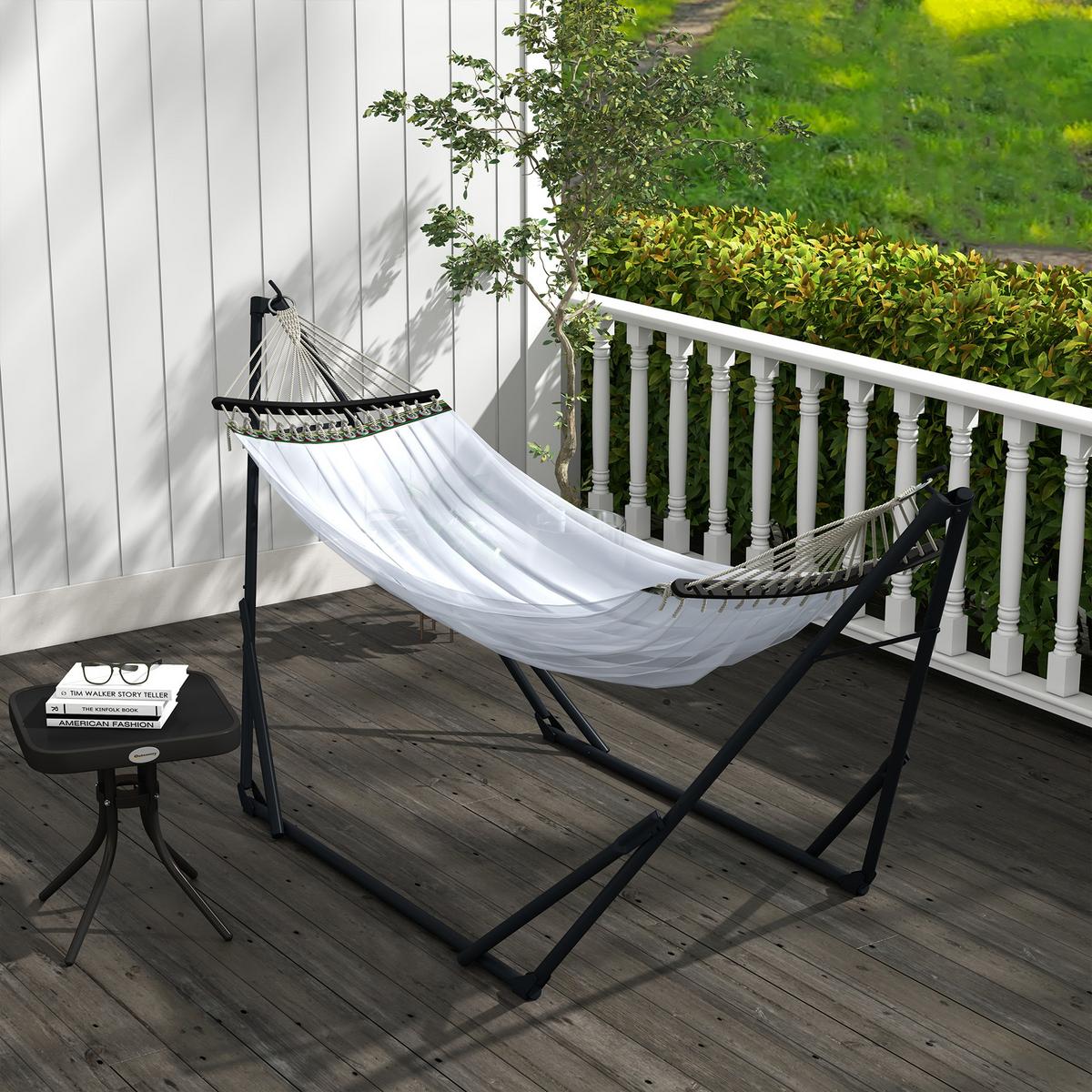 HÄNGEMATTENGESTELL, Metal, Nylon, Weiß - Weiß, Metall (263/89/100cm) - Outsunny
