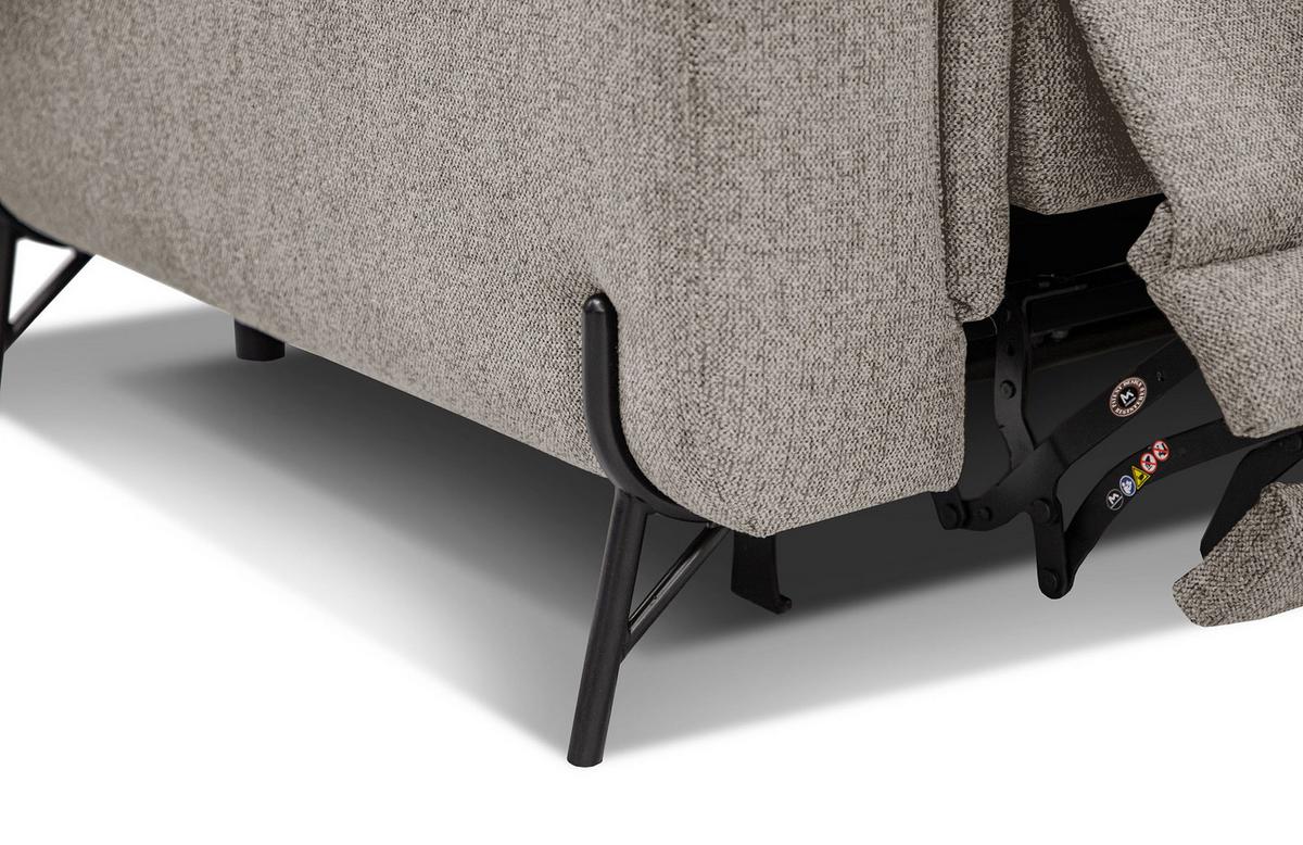 SOFA AVENA 3-Sitzer mit 1 Relaxfunktion, taupe - Taupe, Holzwerkstoff/Textil (204/80/108cm) - Wozimo