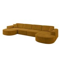 WOHNLANDSCHAFT MARI-U2 - 388x171x79 cm Senfgelb Cord - Gelb/Schwarz, Holzwerkstoff/Kunststoff (388/79/171cm) - ALTDECOR