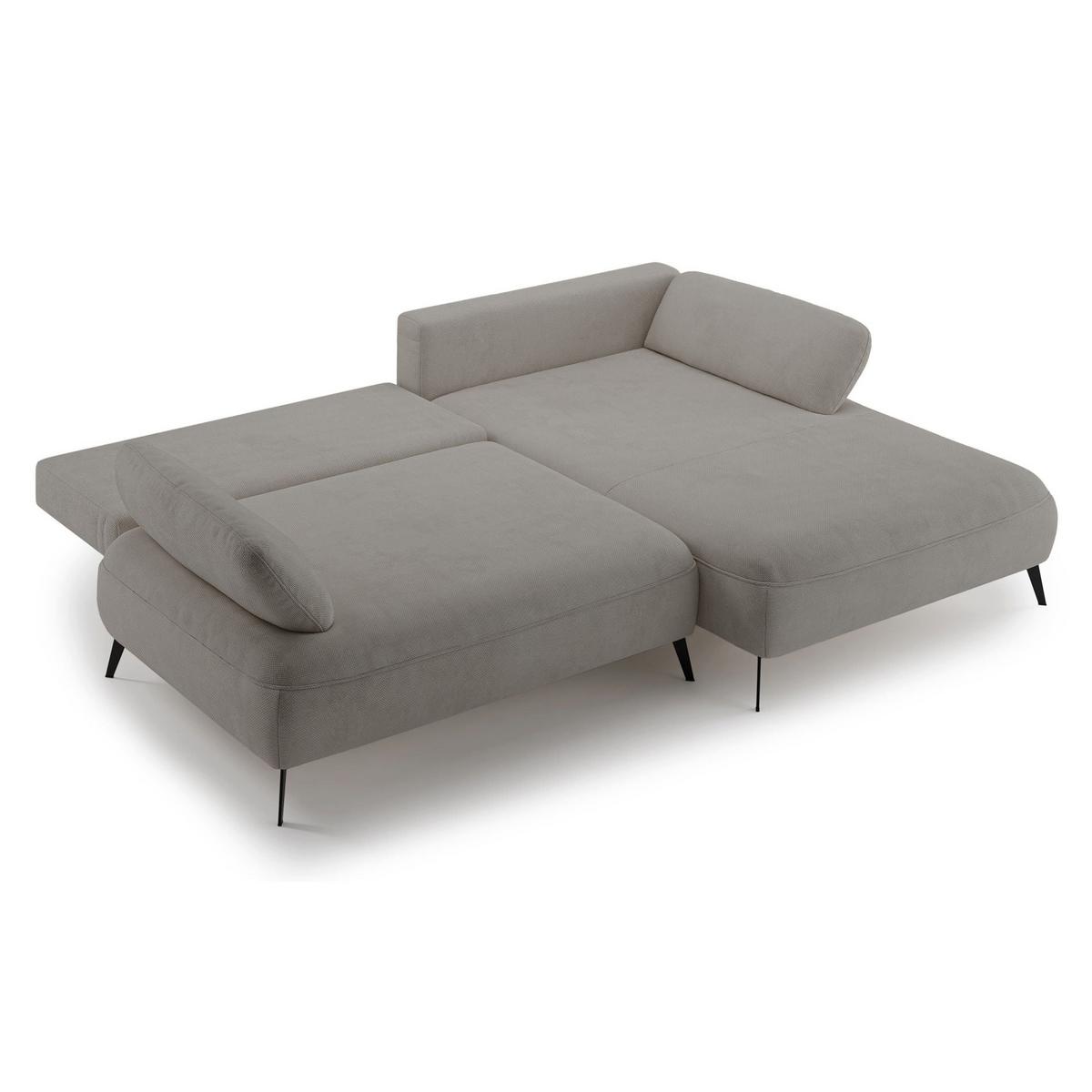 ECKSOFA Avolla Graubeige rechts - Taupe/Schwarz, Textil/Metall (186/284cm) - Selsey