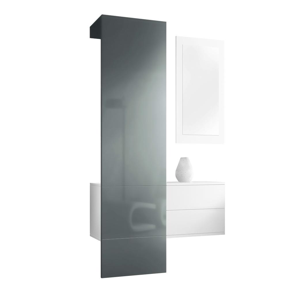 GARDEROBE Carlton Paneel in Grau Hochglanz - Grau, Holzwerkstoff (105/193/35cm) - Vladon