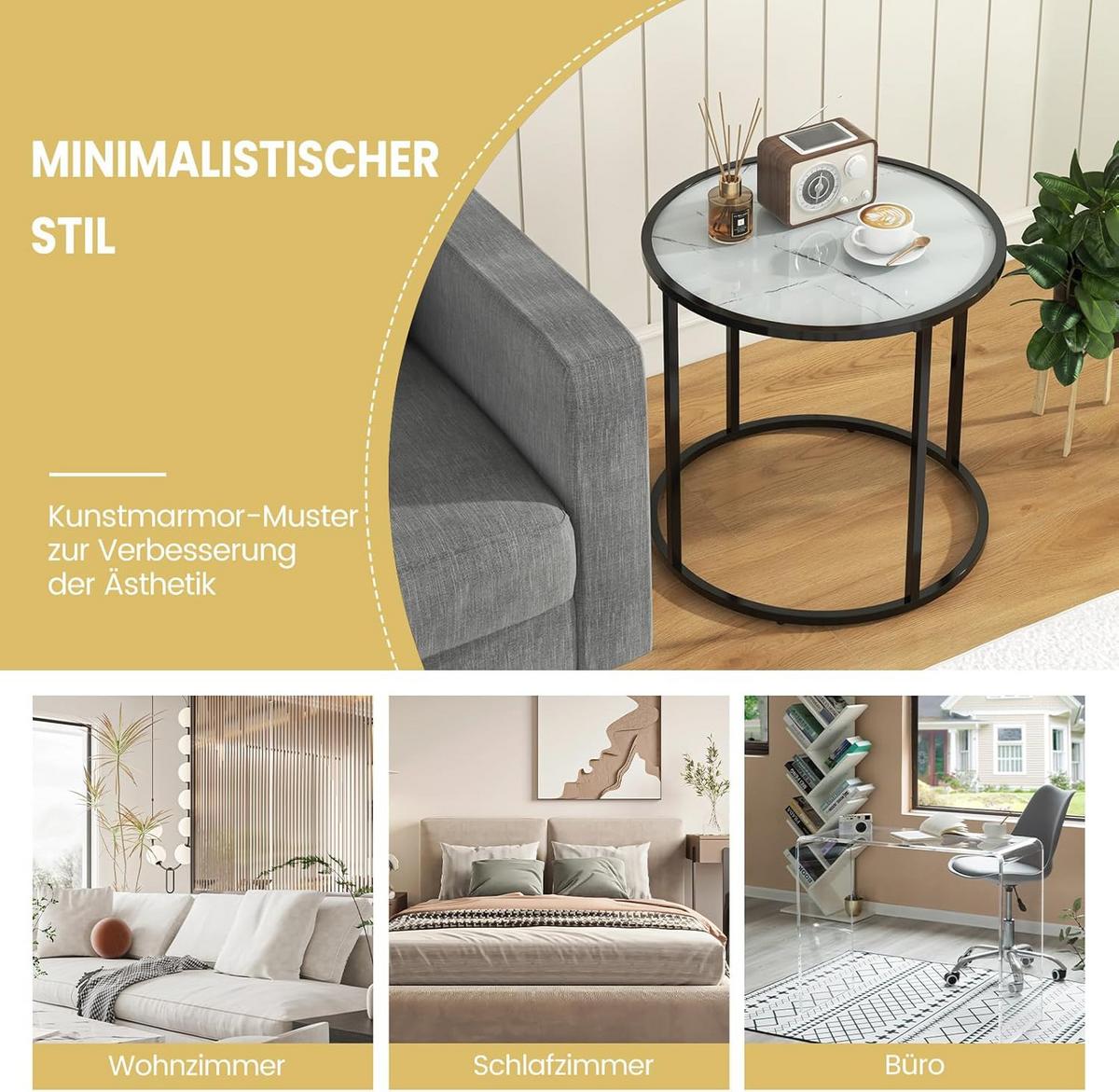 BEISTELLTISCH Schwarz - Schwarz, Glas (50/50/50cm) - COSTWAY