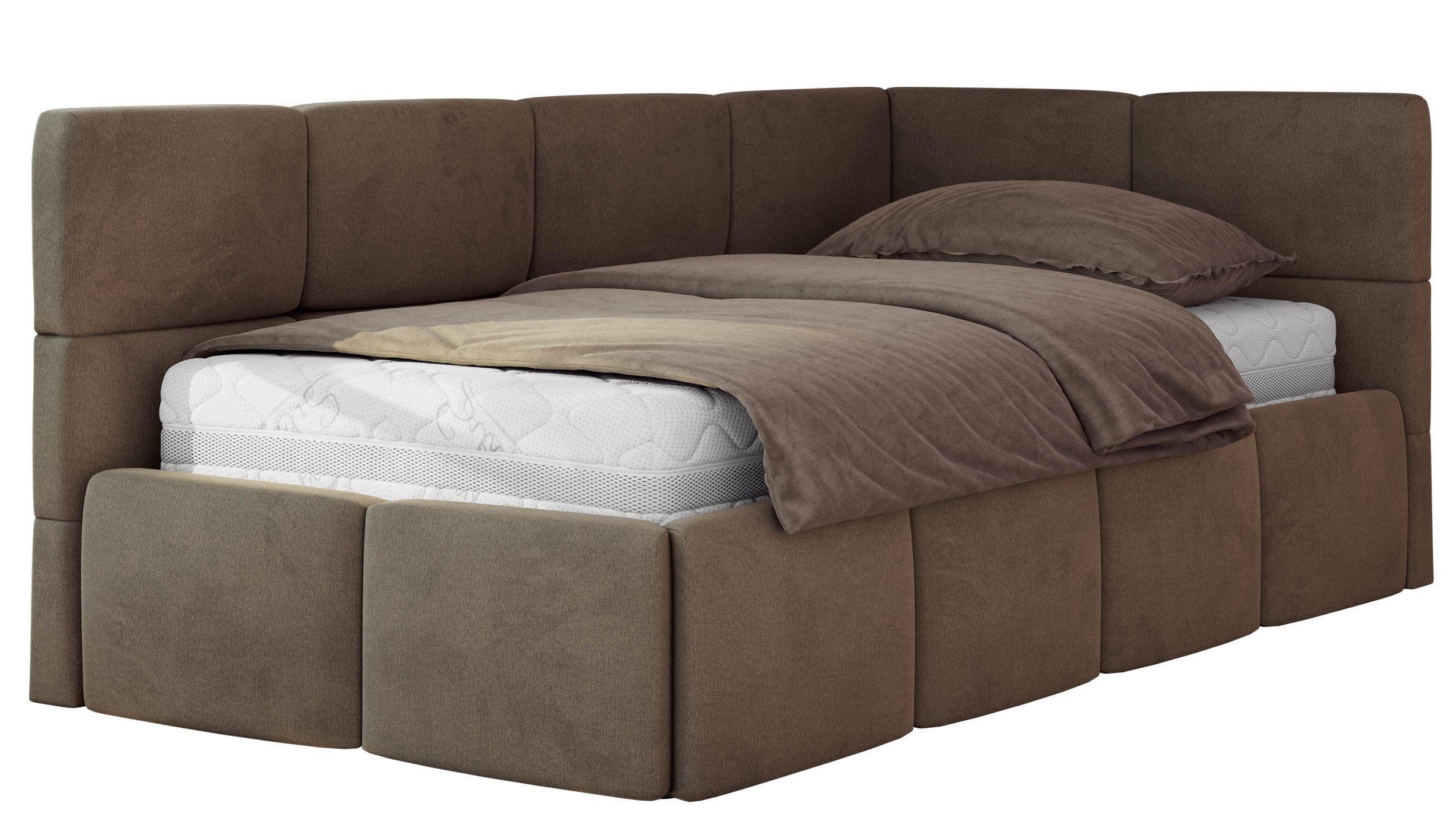 JUGENDBETT ARVO 90/200 - Braun Velvet - Foam-Matratze - Rechts Seite - Braun, Textil (90/200cm) - MKS