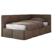 JUGENDBETT ARVO 90/200 - Braun Velvet - Foam-Matratze - Rechts Seite - Braun, Textil (90/200cm) - MKS