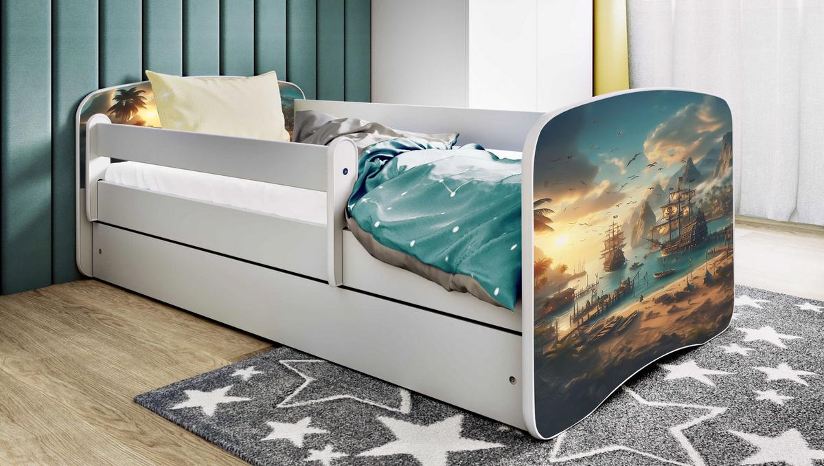 KINDERBETT Schiff mit Schublade 180/80 90/61/184 - Weiß, Holzwerkstoff (80/180cm) - RAUMHIRSCH FURNITURE