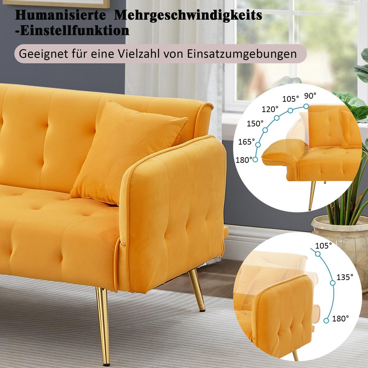 SCHLAFSOFA 2-in-1 Funktion Velours - Gelb, Kunststoff (178/70/82cm) - Urban Meuble