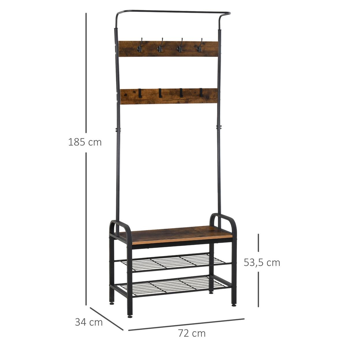 GARDEROBENSTÄNDER - Schwarz, Metall (34/185/72cm) - HOMCOM