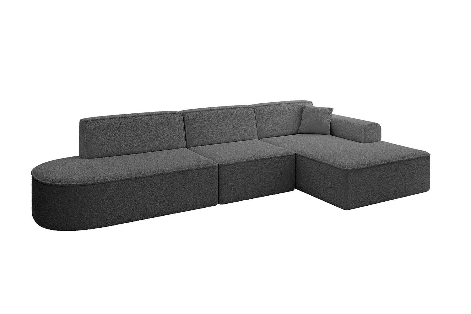 ECKSOFA Ottomane Rechts IREA-L2-v3 - 327x165x77 cm Grau - Olivgrün, Holzwerkstoff/Textil (327/165cm) - ALTDECOR
