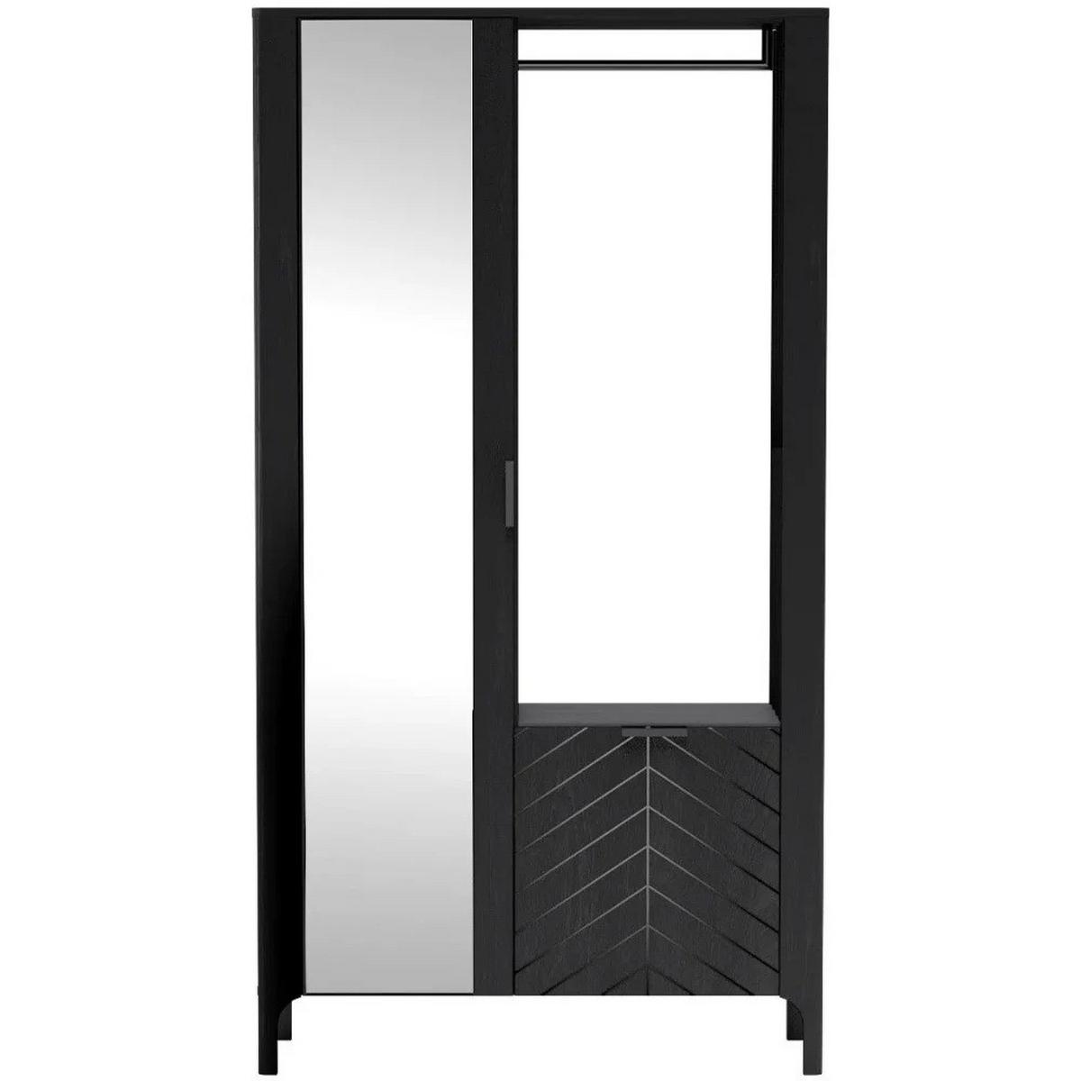 GARDEROBENSCHRANK Lume mit Spiegel, 105 cm, schwarz - Schwarz, Holzwerkstoff (105/197/33cm) - Beautysofa