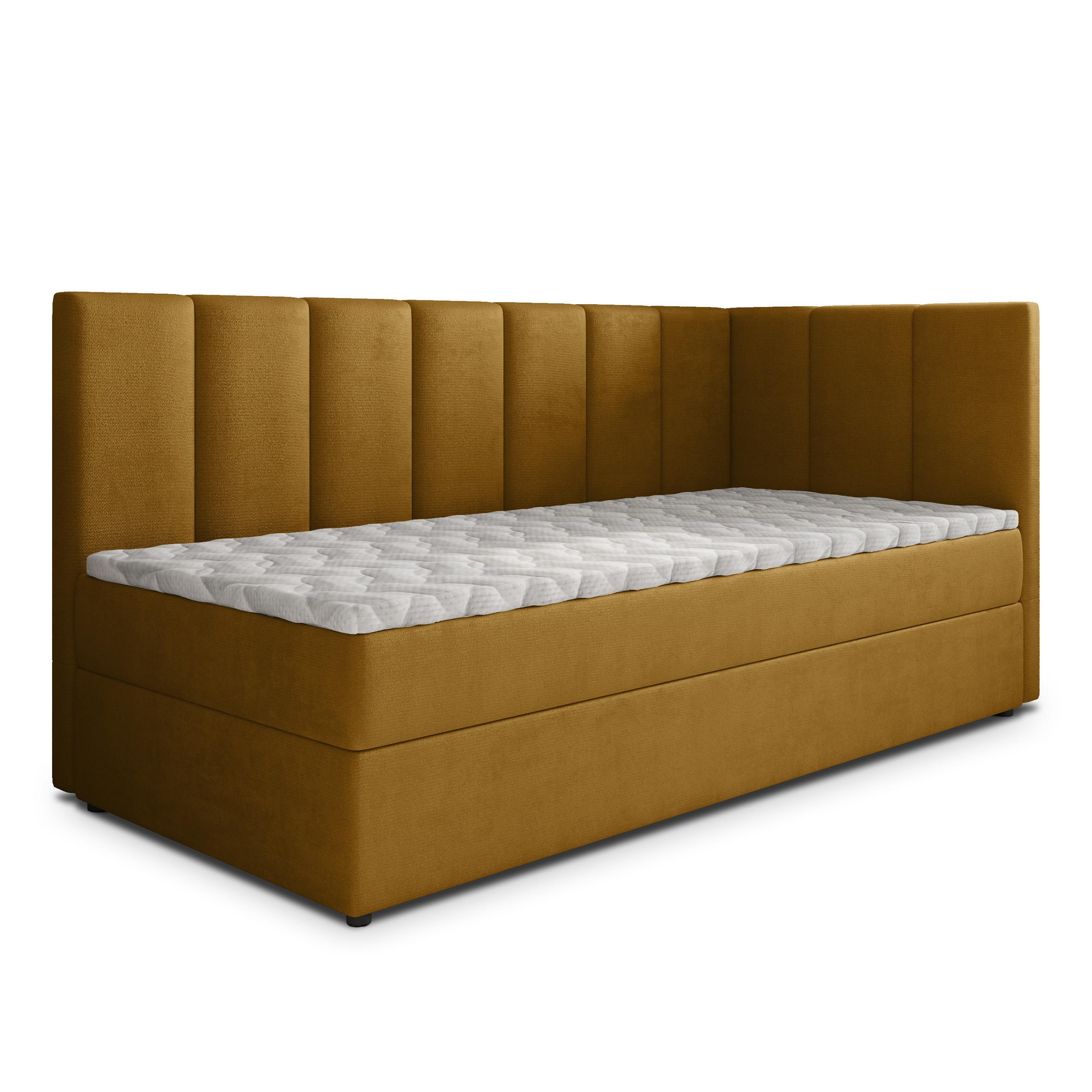 BOXBETT BEVE 100x200 cm mit Matratze und Topper, H2+H3 - Gelb - Gelb, Holz (100/200cm) - MASSENO