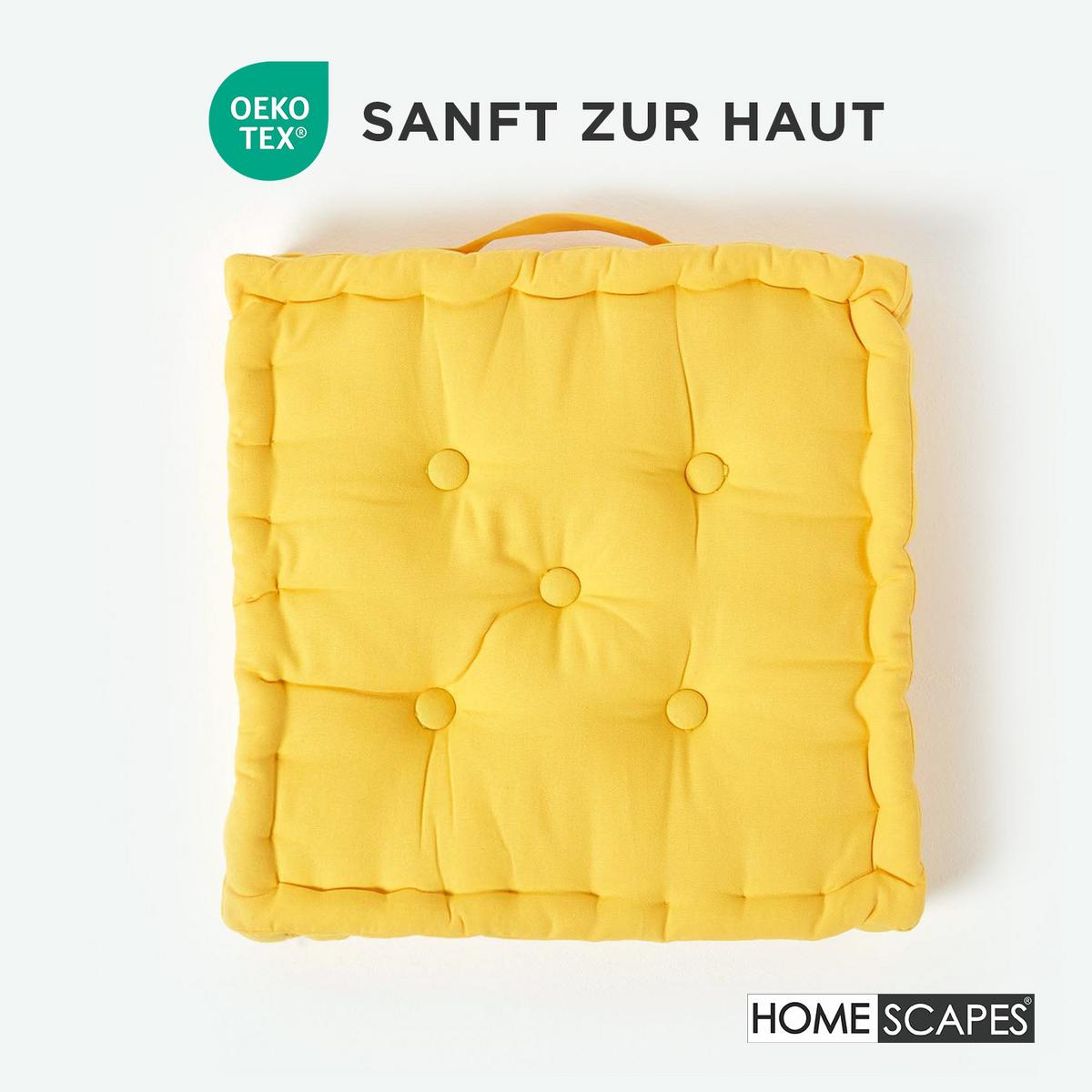 SITZKISSEN gelb 50/50/10 cm – Bodenkissen unifarben - Gelb, Textil (50/50/10cm) - Homescapes