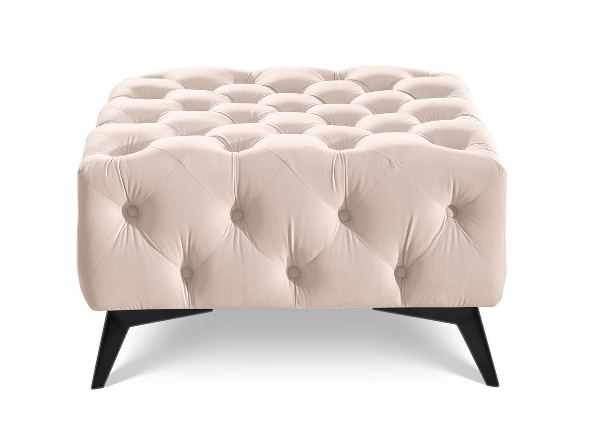 HOCKER Chesterfield Whitby Beige Samt mit schwarzen Füßen - Beige/Schwarz, Holz/Textil (80/45/80cm) - S-Style Möbel