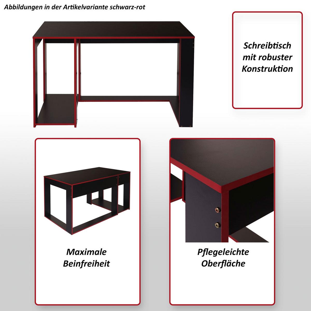SCHREIBTISCH rechteck Schwarz, Grau - Schwarz/Grau, Holzwerkstoff (60/120/76cm) - MCW