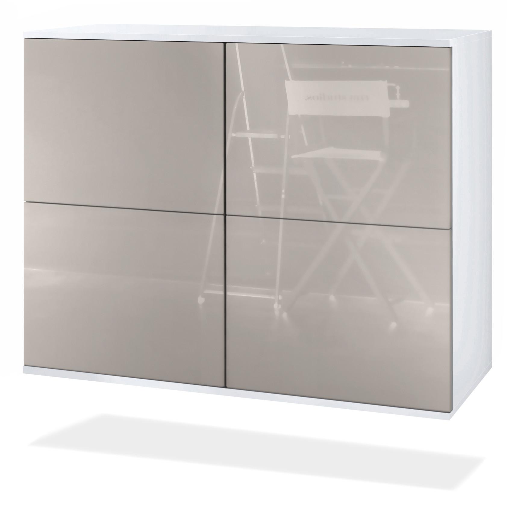 KOMMODE Rova Sandgrau Hochglanz - Sandfarben, Holzwerkstoff (92.5/73.5/35cm) - Vladon