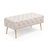 POLSTERBANK mit Samt - Optik Beige 42/41/42 - Beige, Textil (100/41/42cm) - RAUMHIRSCH FURNITURE